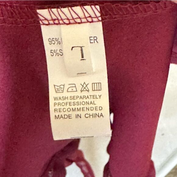 Burgundy Maxi Ruffled Side Slit Formal Stretchy Dress Size L Prom HoCo Party - Picture 9 of 9